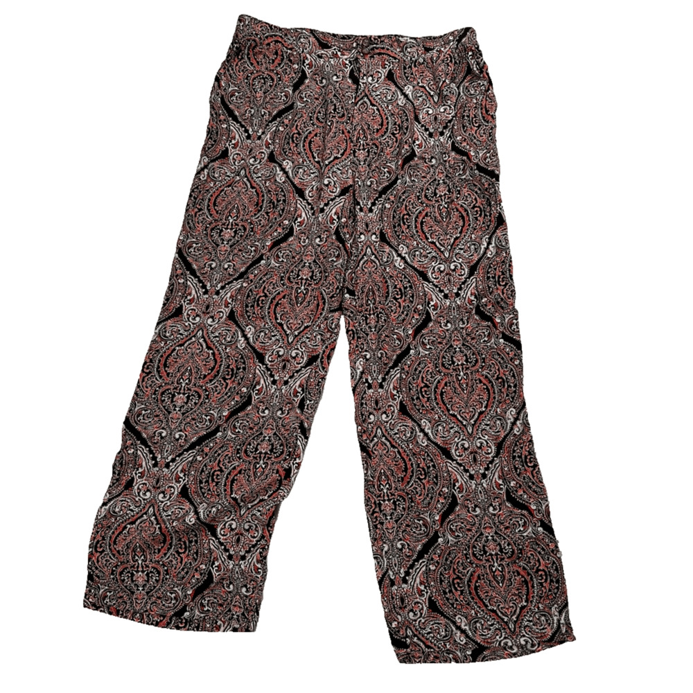 Liz Claiborne Rayon Patterned Pants Ankle Length 12 Straight Leg Business Casual